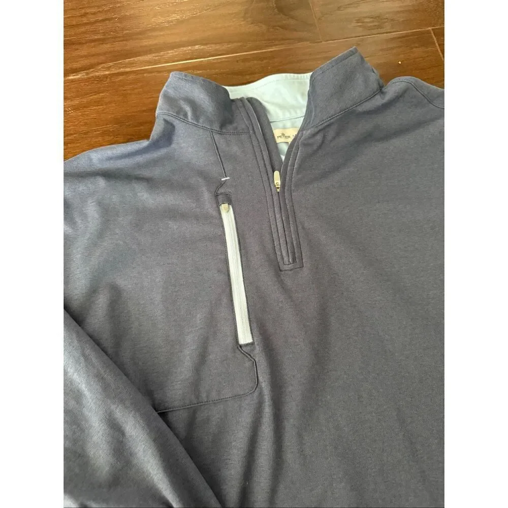 Peter Millar Navy and Light Blue 1/4 Zip Pullover XXL Branded